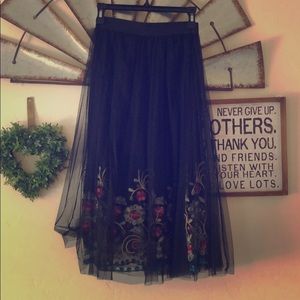 Black Floral Skirt